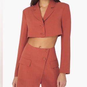WeWoreWhat Rust Cropped Blazer